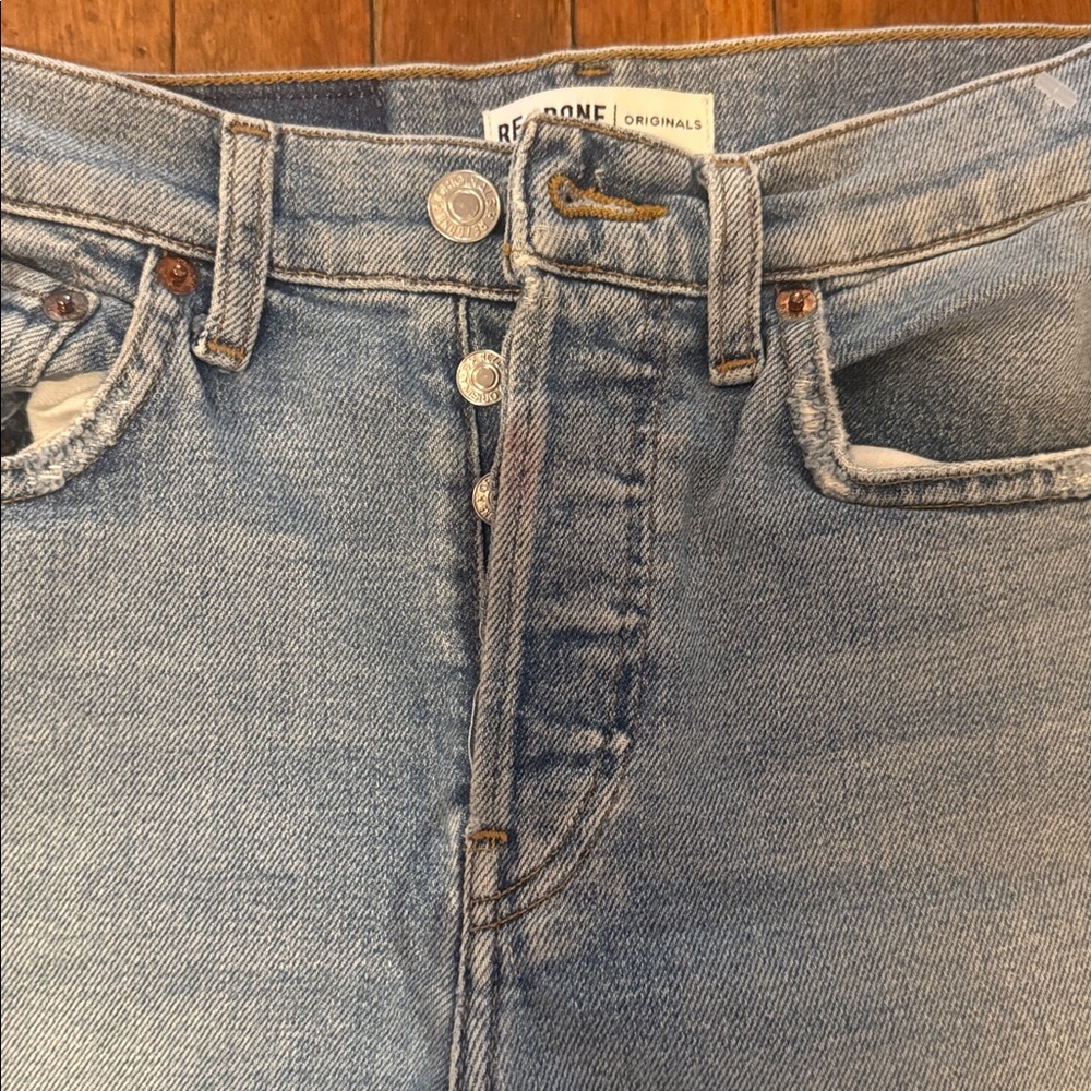 Re/Done Light Blue Straight-Leg Women's Jeans - Picture 2 of 4